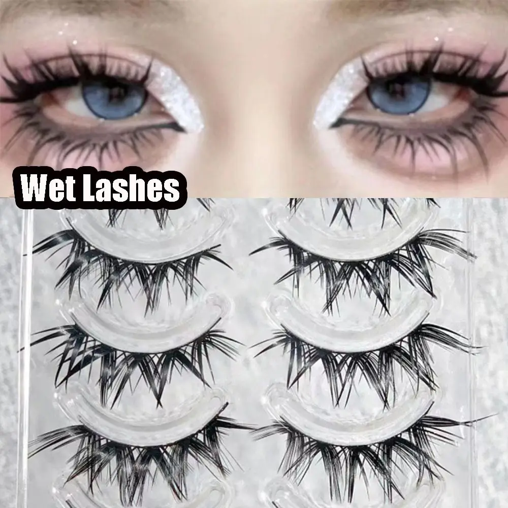 Handmade เปียกขนตาปลอมหนาอะนิเมะยาว Wet Eye Lashes Dramatic ญี่ปุ่นปลอมขนตาสําหรับการ์ตูนคอสเพลย์