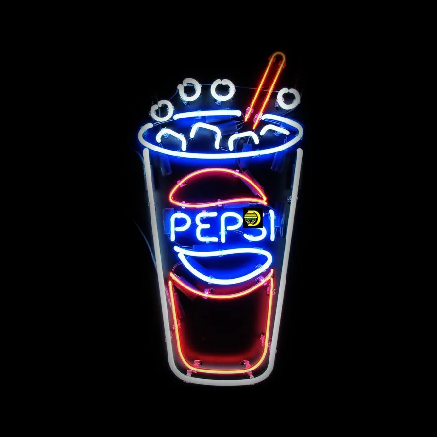 Neon Sign Light peps With Ice Cup Soft Drink Iconic Sign Glass Neon Acrylic Room Decor Aesthetic Neon Light Wall Lamp Shop HANGE