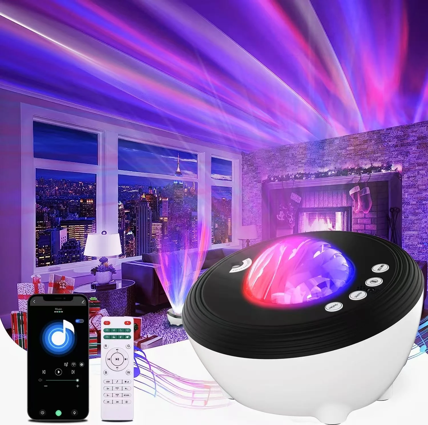 Proyector de luz del norte Aurora, proyector de lámpara Aurora de luz nocturna con control remoto, proyector de cielo estrellado, decoración de dormitorio, proyector inteligente