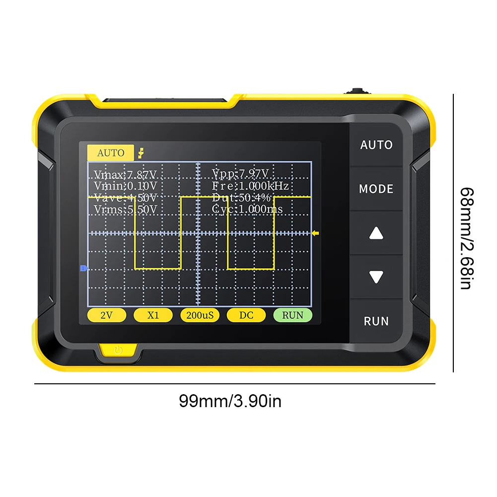 Handheld Oscilloscope 200KHz Bandwidth Portable Transistor Tester 1000mAh Electronic Component Tester 2.5MSa/s Sampling Rate