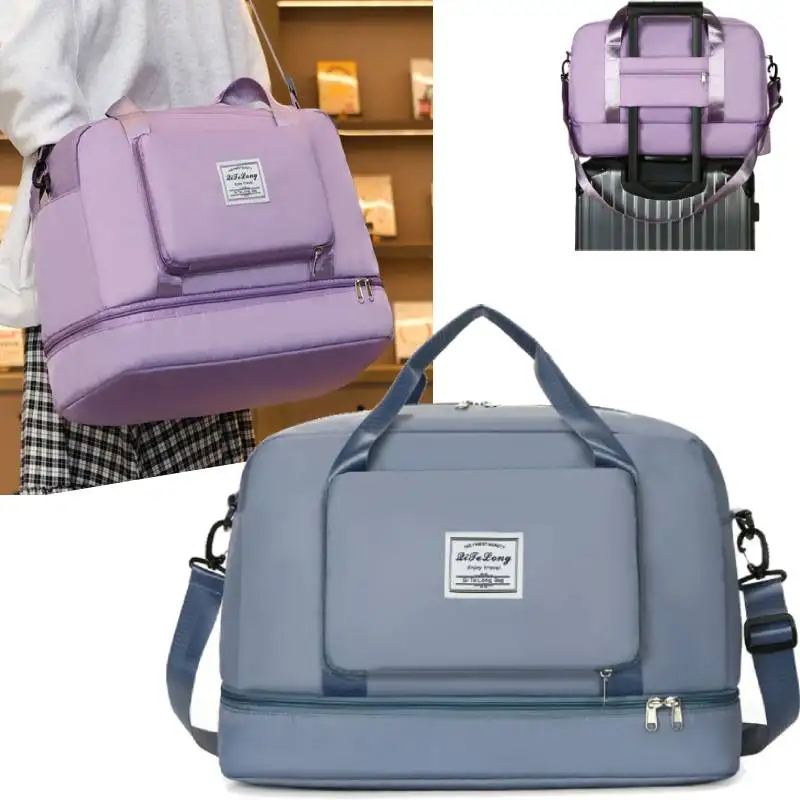 

Scione Folding Sport Gym Fitness Crossbody Shoulder Bag Outdoor Camping Trekking Handbag with Shoes Pocket Tarvel Luggage Duffle