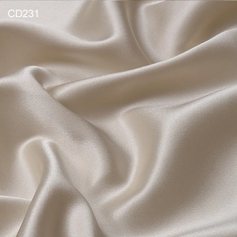 HYSK 100% satin silk fabric 30mm heavy density top grade plain genuine natural cream pink offwhite white original silk by meter