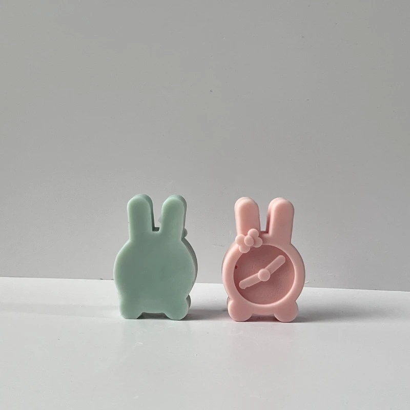 Cute Bow Rabbit Candle Silicone Mold 3D Bunny Candle Making Soap Resin Mold Easter Aromatherapy Gypsum Candle Baking Home Decor