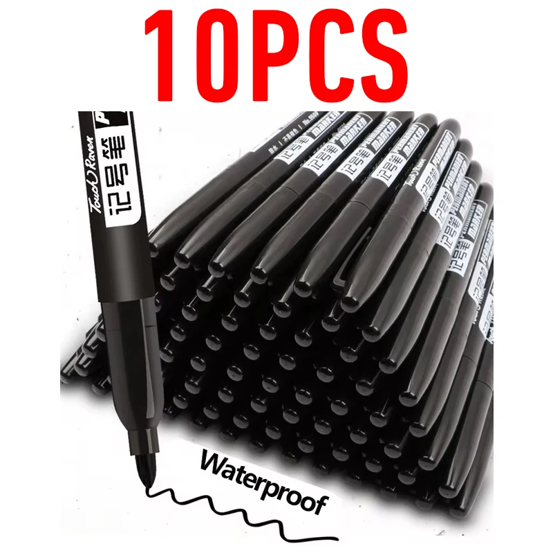 

10PCS Permanent Marker Pen Manga Drawing Markers Black Blue Red Waterproof Ink Sketch Pens Stationery Art School Supplies