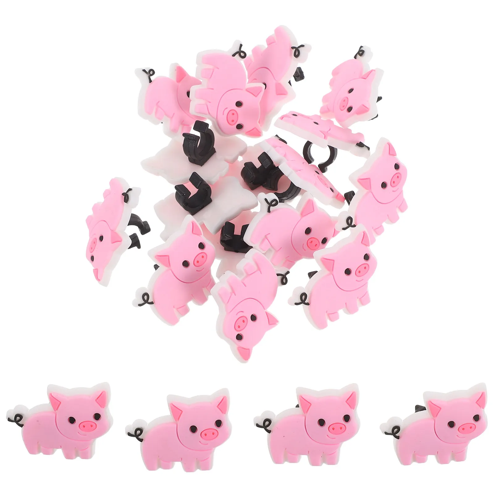 

20Pcs Pig Pencil Clip on Topper Soft PVC Detachable Cartoon Charm for School Pencil Rewards Classroom Decorations Students