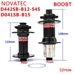 Novatec BOOST Hub D041SB/D442SB MTB Hub Bike Shaft Front 15X110mm/12X148mm Bicycle Hub 4 bearing Holes 32 for 8-9-10-11speed