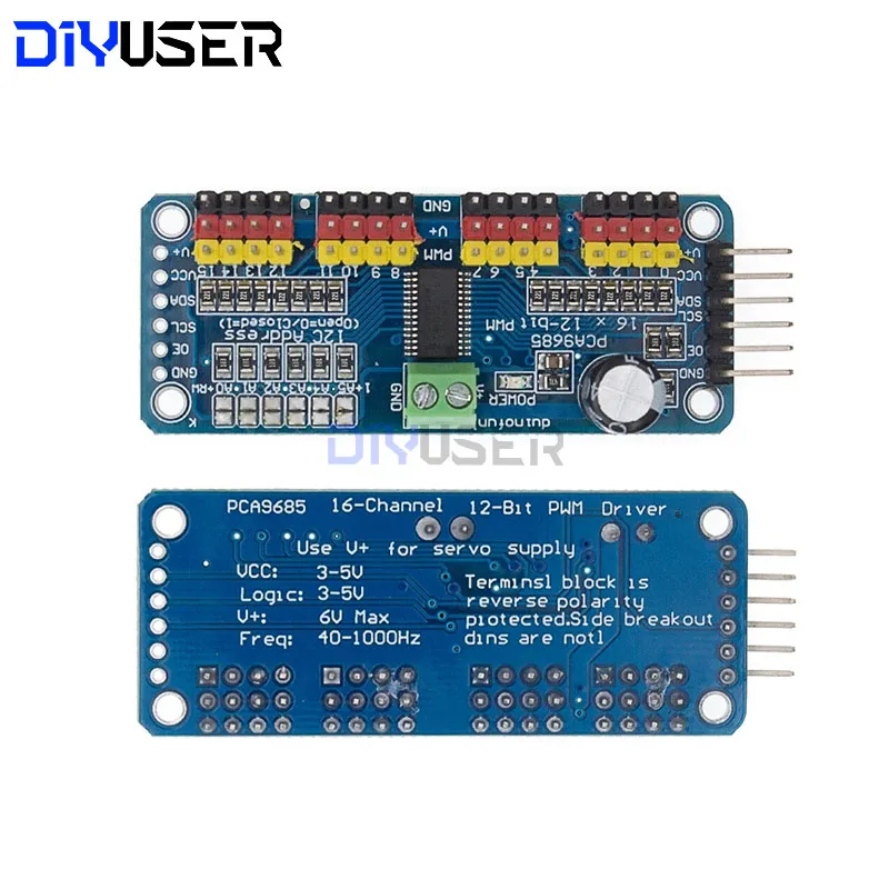 DIYUSER PCA9685PW 16 Channel 12-Bit PWM Servo Shield Driver I2C Interface PCA9685 Module For Raspberry Pi