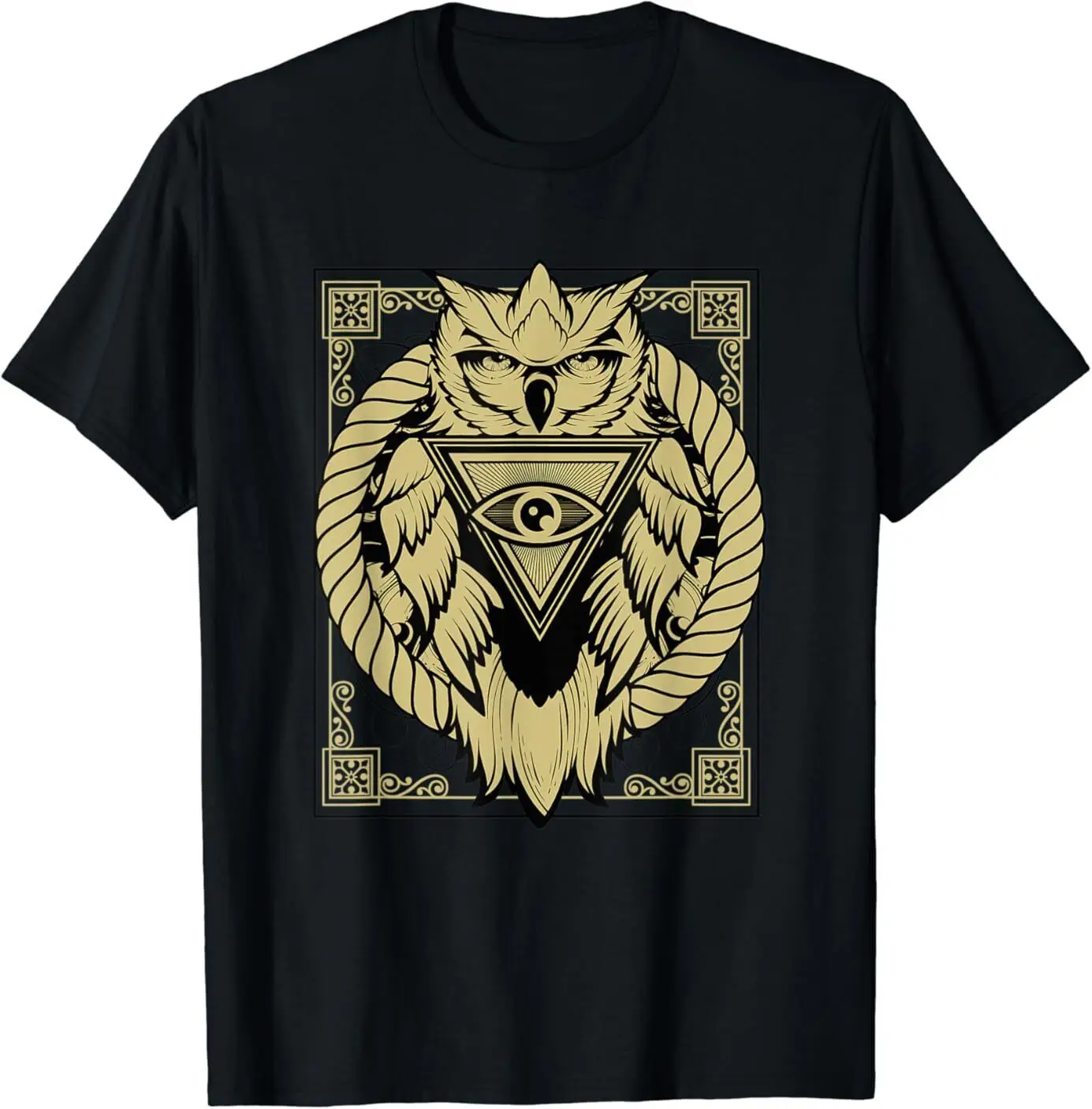 

NEW LIMITED Owl Pyramid Secret Illuminati Owl Tattoo Style Tee T-Shirt S-3XL