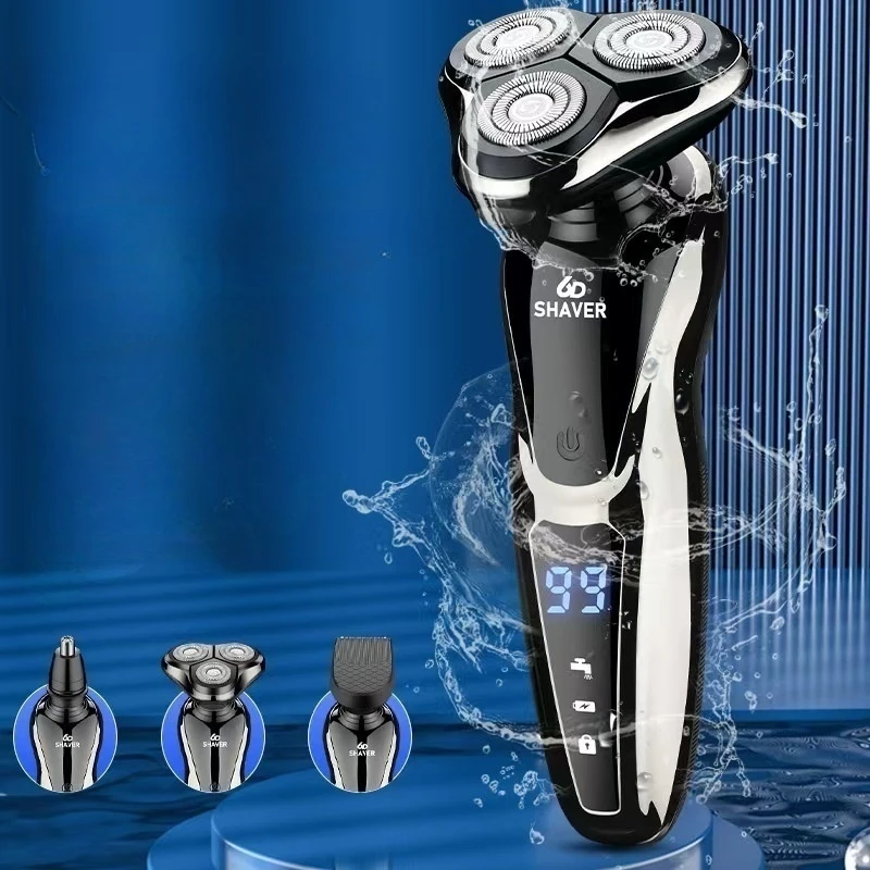 Rechargeable Electric Shaver for Men All in One Trimmer Set with Nose Trimmer Sideburns Trimmer Face Cleaning Brush