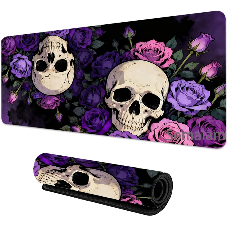 Purple Gothic Skull Art Mouse Pad Large Gaming PC Mats Non-slip Rubber Base Desk Mat Washable Pads for Game & Office Playmat