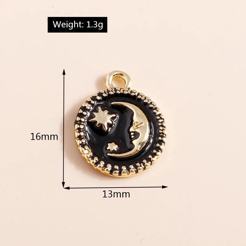 8 Stück zweifarbige Emaille-Sonnen-Mond-Charms für baumelnde Ohrringe, Armbänder, Halsketten, Schmuckherstellung, Zubehör, handgefertigter DIY-Schmuck – Detail 2