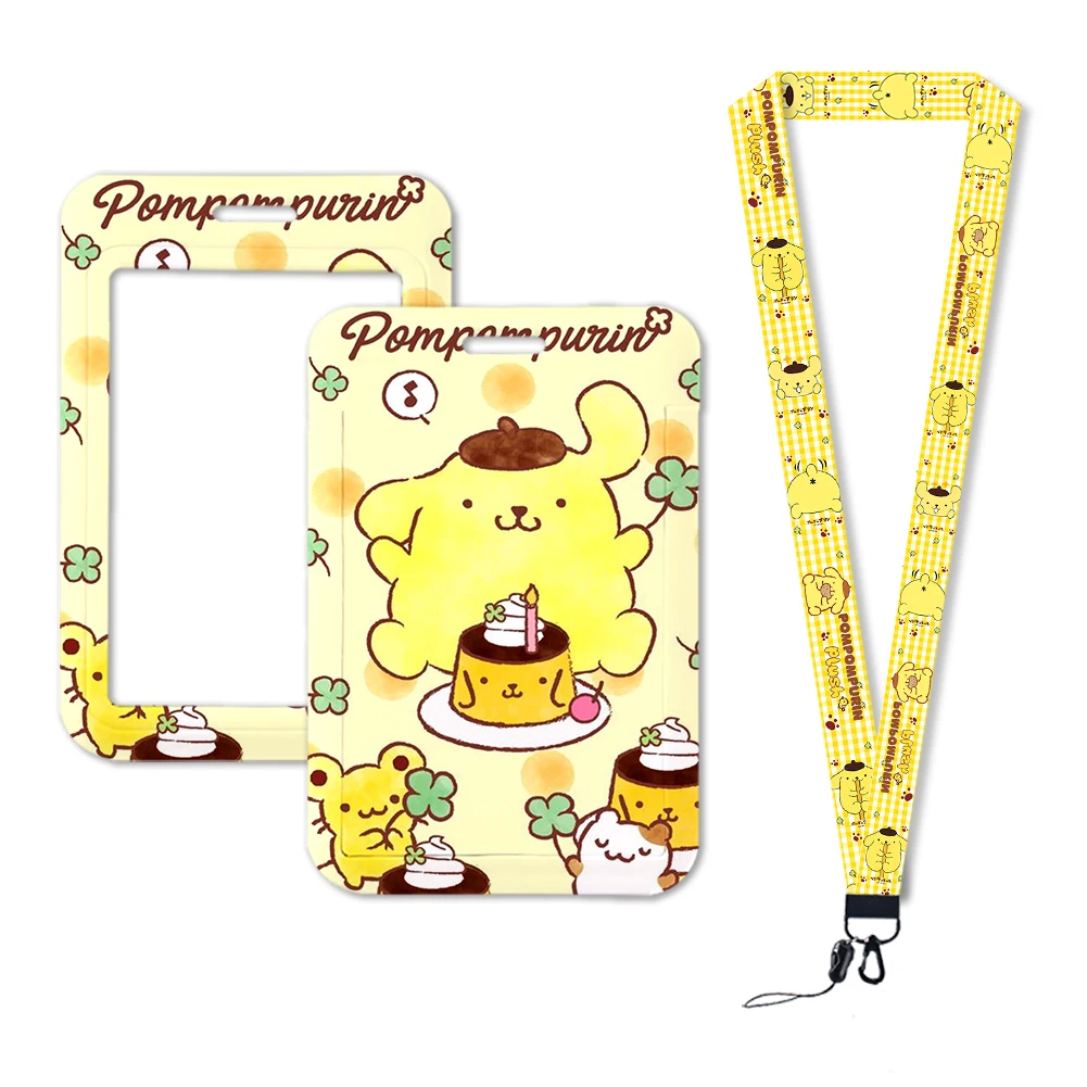 

W Pompom Purin Credential Holder Lanyard Neck Strap for Key ID Card Phone Straps Badge Holder Keyrings Accessories