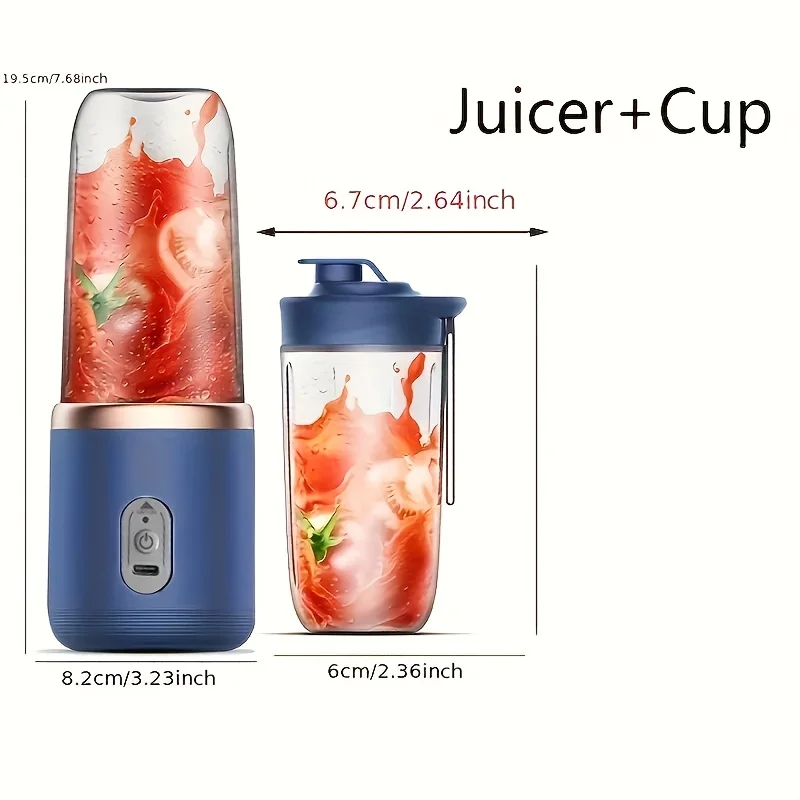 1PC new portable juicer with 2 cups, USB charging mini blender, fresh juicing cup and personal size smoothie blender.