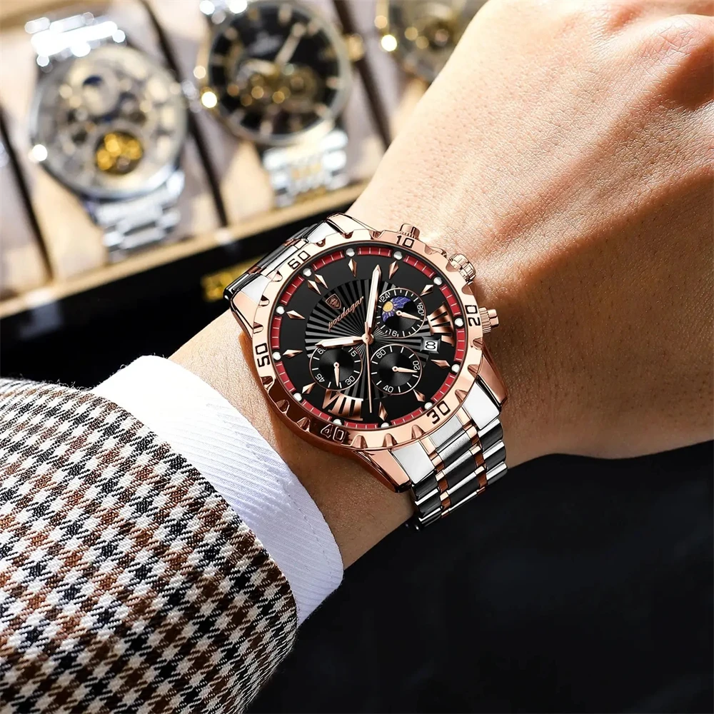 POEDAGAR Luxury Watch for Man Luminous Waterproof Chronograph Date Men Watch High Quality Stainless Steel Quartz Men's Watches