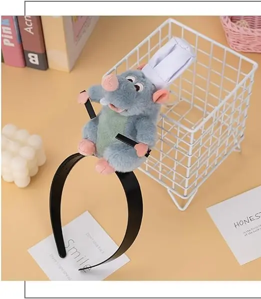 Women Cartoon Remy Ratatouille Headwear Cute Mouse Headband Hairpin Halloween Costume Cosplay Anime Plush Doll Toys Gifts