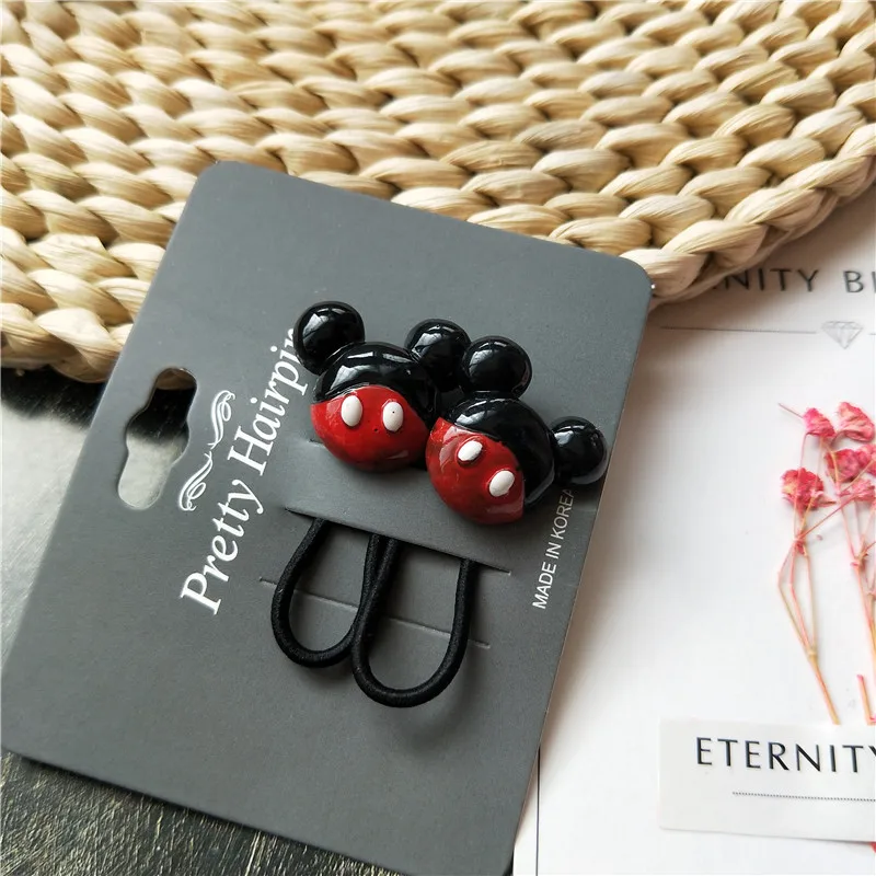 Disney Anime Mickey Mouse Hair Rope Kawaii Minnie Mouse Girl Hair Rope Cartoon Princess Hair Accessories Children Gifts