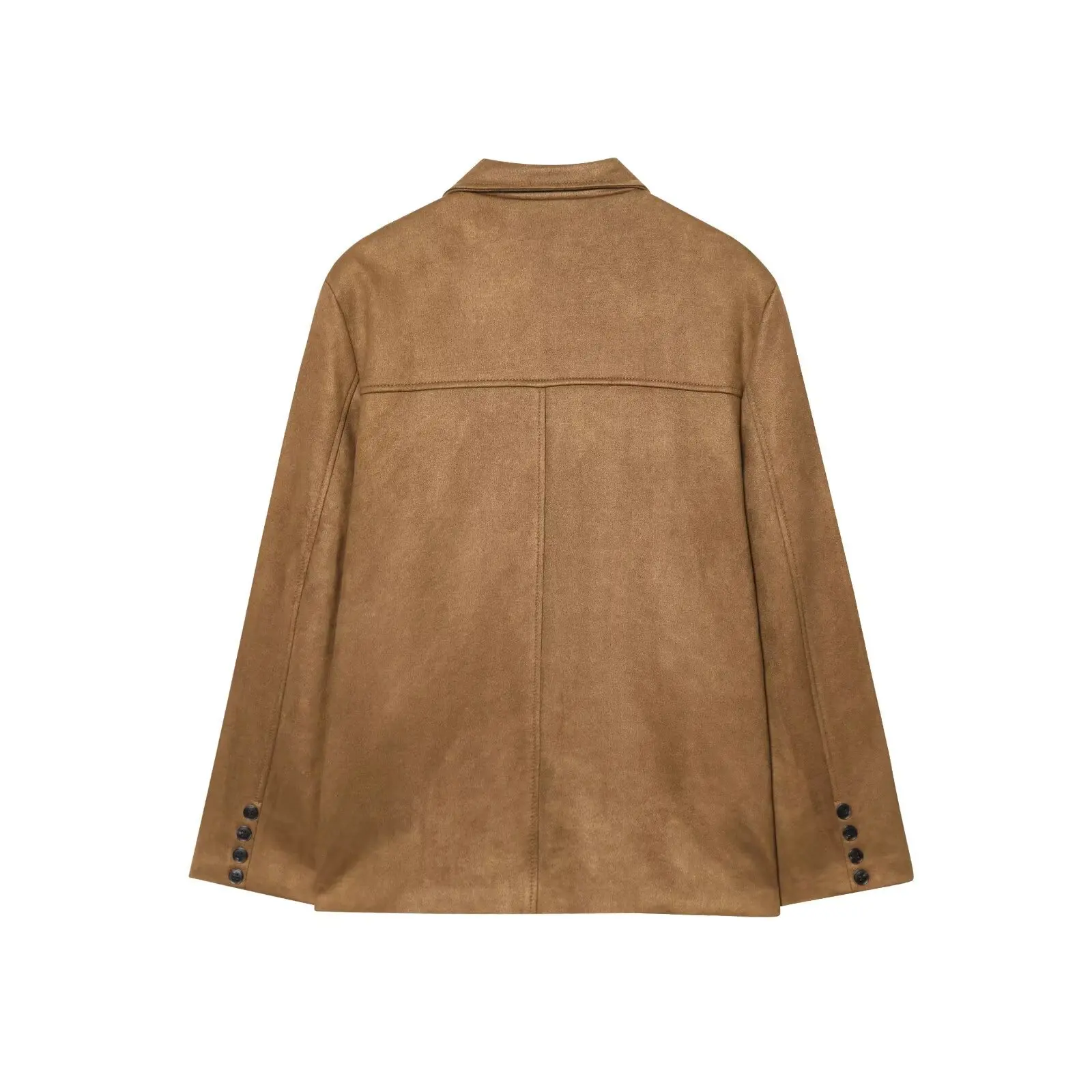 Herfst Dames Suède Blazer Lange Mouw Casual Veelzijdige Europese Minimalistische Jas Herfst Winter Stijlvolle Bovenkleding