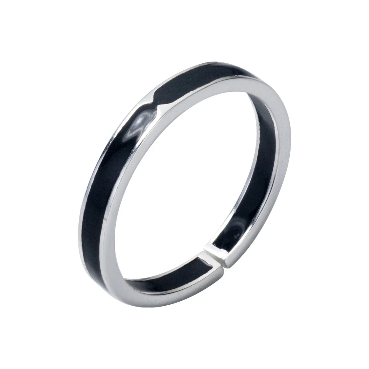 Modian Fashion Simple Black Ring for Women Genuine 925 Sterling Silver Open Adjustable Finger Ring Korea Style Fine Jewelry Gift