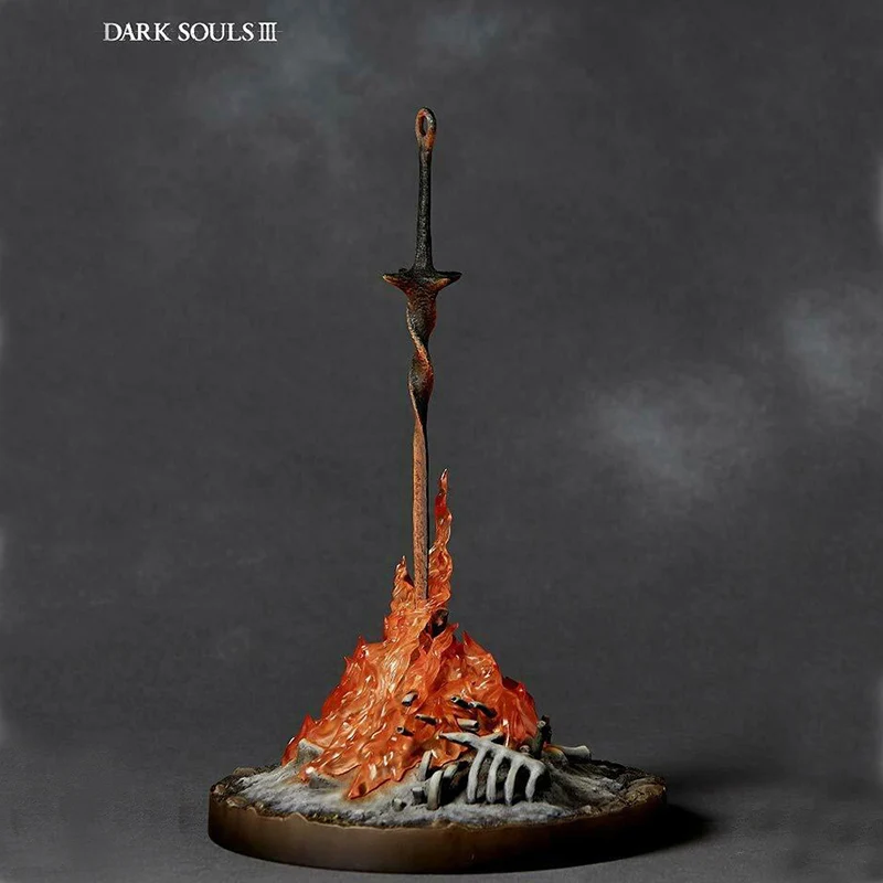 Dark Souls 3 Bonfire PVC Figure Fire Glowing Sword LED ILLUMINATION with Light Statue 1/6 Scale Collectible Model Toys