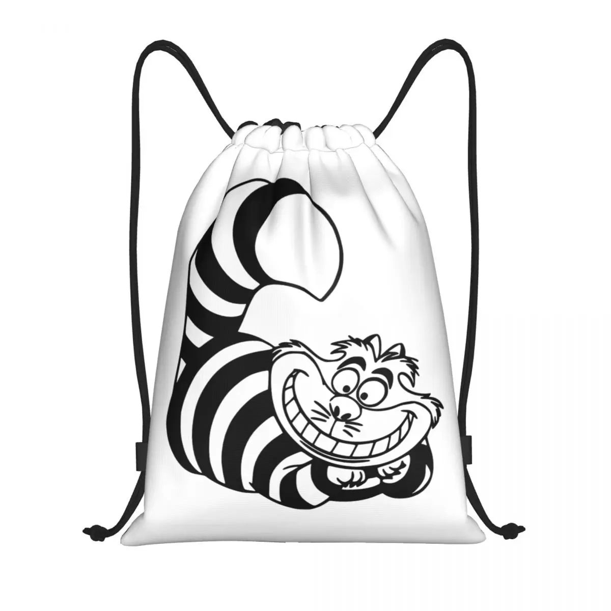 Custom Cheshire Cat Drawstring Bag for Training Yoga Backpacks Men Women Cartoon Sports Gym Sackpack