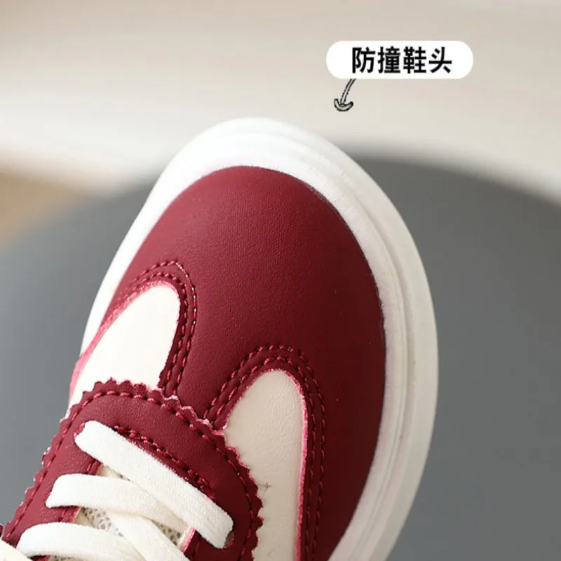 Spring Autumn New Children's Leather Sneakers Men's Treasure Anti slip Soft soled Casual Board Shoes Women's Moral Training Shoe