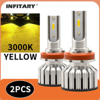 Infitary 3000K Yellow Light Headlights for Car H7 H4 LED Vehicle Bulb 12V White H11 H1 9005 9006 H3 Mini Fog Light 9004 9007 H13