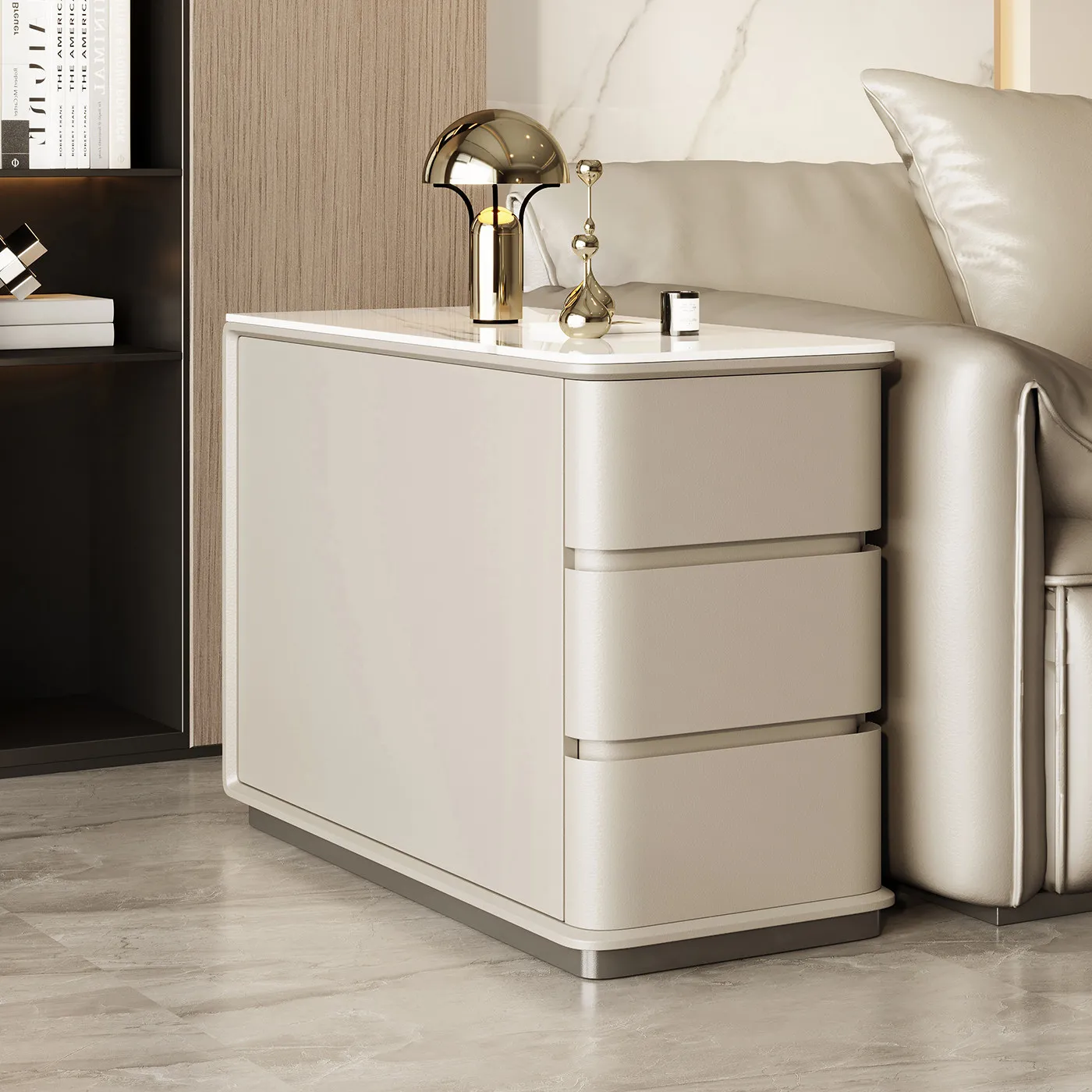 LH minimalist high-end sofa side cabinet, living room storage edge can be moved, free of installation