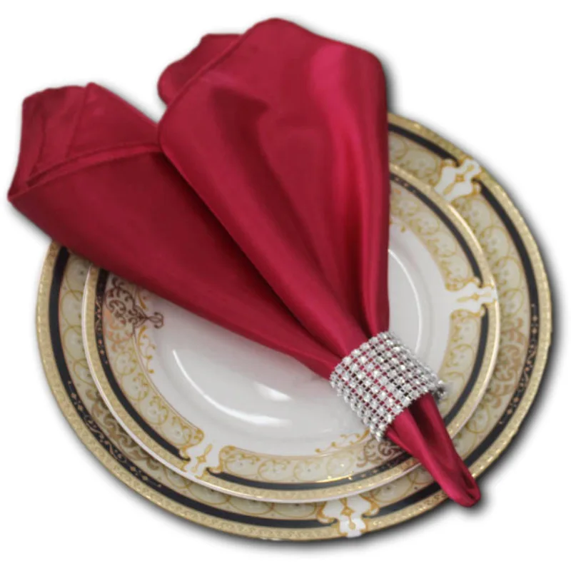 

35x35cm Square Napkins Satin Cocktail Hemstitched Napkin for Party Wedding Banquet Table Cloth Soft Kitchen Dinner