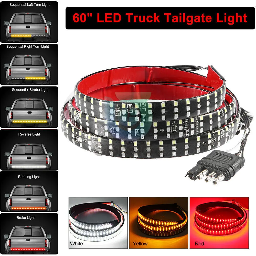 

Truck Tailgate Light Bar 60 Inch LED Strip for Pickup Trailer SUV Full Function Brake Reverse Turn Signal Tail Lamp Waterproof