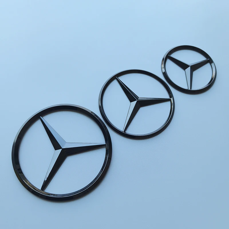7 см 9 см 10,5 см звездный значок ABS эмблема автомобиля багажник запасное колесо крышка двигателя 3D логотип наклейка аксессуар для Mercedes Benz хромированный черный