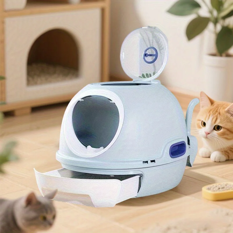 

1Pc cat litter basin Fully enclosed drawer Top-entry cat toilet cat basin shit deodorant deodorant anti-splashing cat shit basin