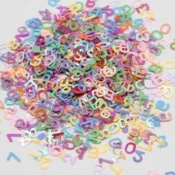 5*6mm Arabic Numbers Sequins English Alphabet Letters Paillettes Coloful PVC Sequin for Children DIY Toys Accessories 10g/bag