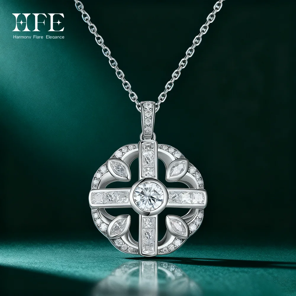 

HFE Moissanite Flower Pendant Earrings 925 Silver Chain 2025 Fashionable and Elegant Women's Accessories Christmas Jewelry