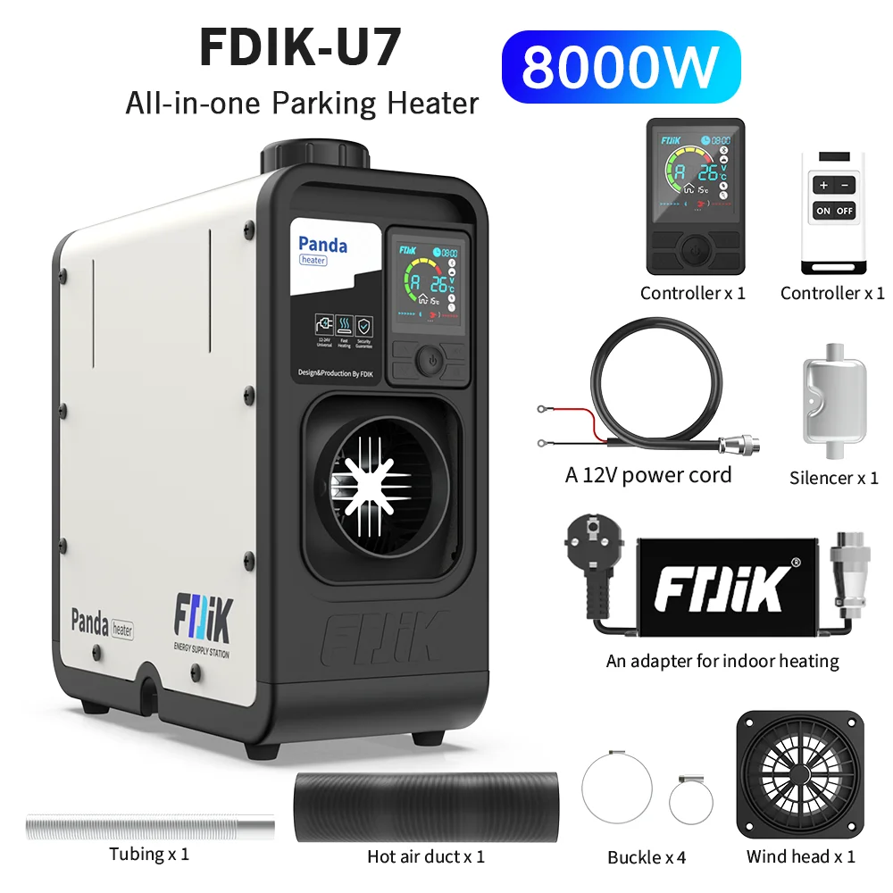 FDIK Panda U7 Riscaldatori Diesel 8KW 12V 24V 220V Riscaldatore da parcheggio ad aria con pompa a basso rumore Riscaldatore portatile per camion da campeggio