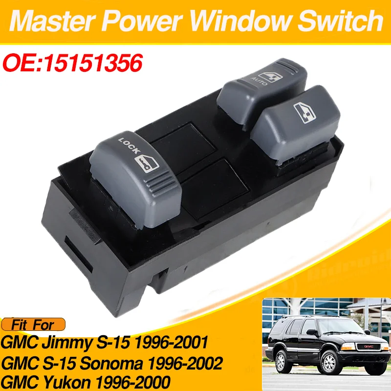 

15151356 Electric Master Power Window Switch Front Left Driver For GMC Jimmy S-15 GMC Yukon S-15 GMC Sonoma