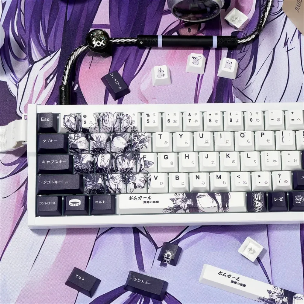 138 Keys 3.0 Lace Anime Keycaps Cherry PBT Japanese Personalized Keycaps for Mx Switch Mechanical Keyboard Wooting Mega Lion ATK