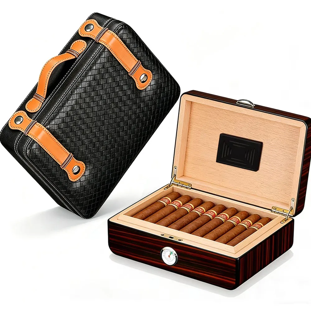 GALINER Cedar Wood Humidor Home Storage Cigar Box With Hygrometer Humidifier Travel Cigar Case