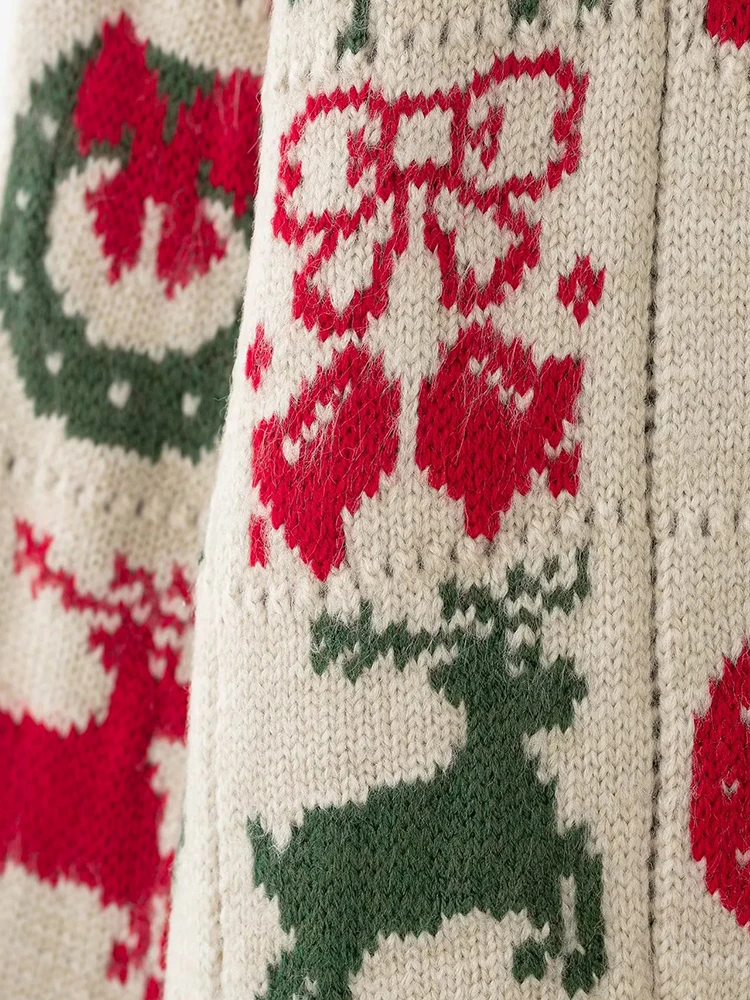 Frauen Neue Weihnachten Jacquard Strickjacke frauen Herbst Und Winter Lose Kurze Pullover Mantel Farbe Passenden Pullover