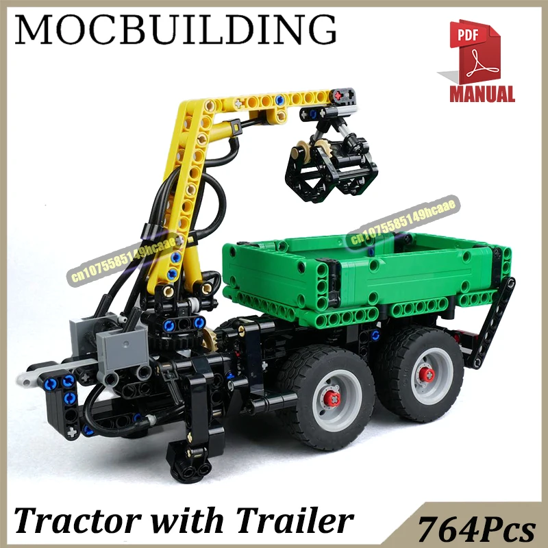 Tractor with Trailer MOC Building Blocks Technology Vehicle Construction Toys Birthday Gift