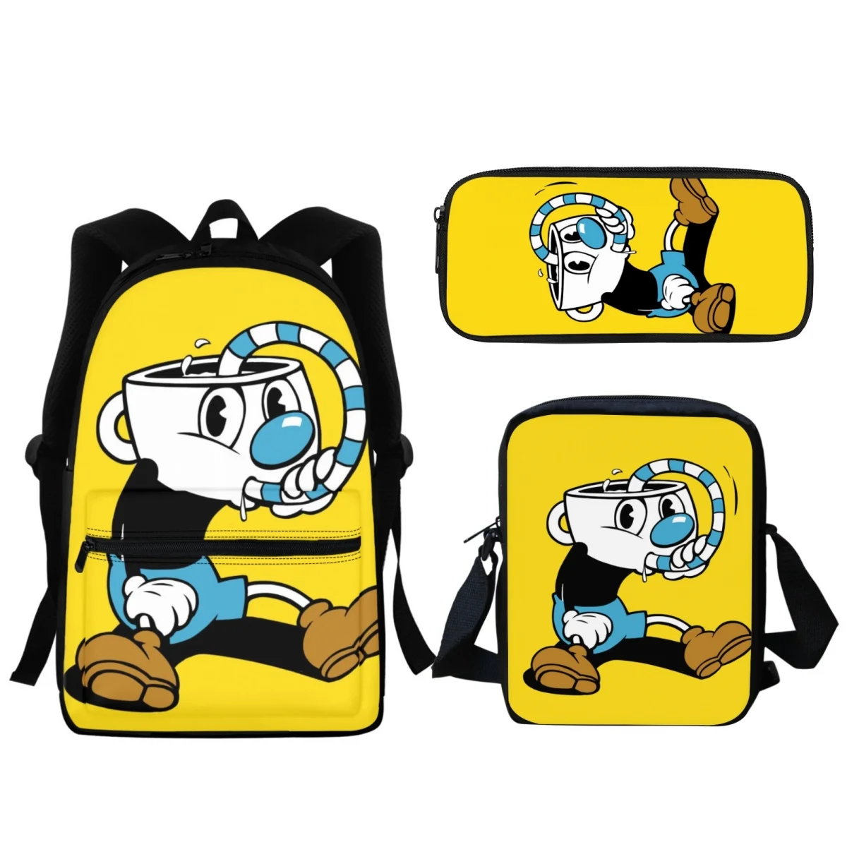 Mochilas escolares con diseño de Anime para niños y niñas, morral pequeño con diseño de Cuphead Mughead para guardería, a la moda