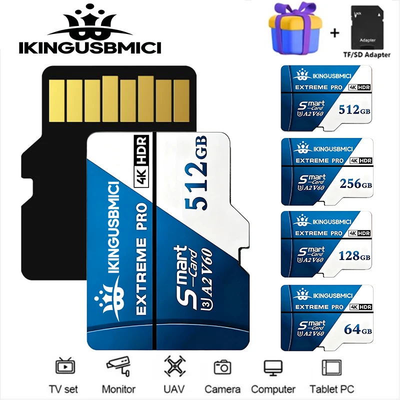 

TF Cards SD Cards Memory Card Micro TF SD 64GB 256GB 512GB Card 4K V30 Ultra HD Class 10 for Camera GoPro Nintendo Switch