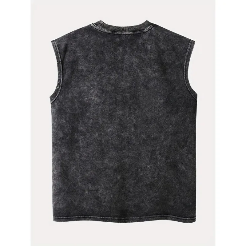 Sleeveless vest with Gothic dark pattern and interwoven spikes, showcasing individual charm