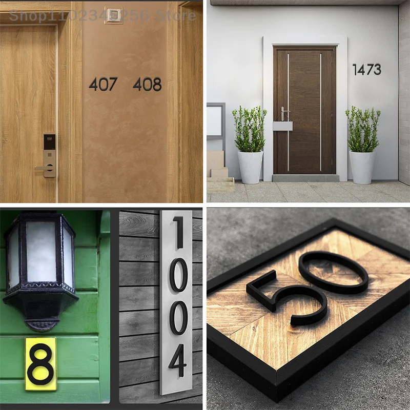 1pc New Address Big Modern Door Alphabet Floating House Number Letters Sign #0-9 Black Numbers 125mm 5 In Home Outdoor