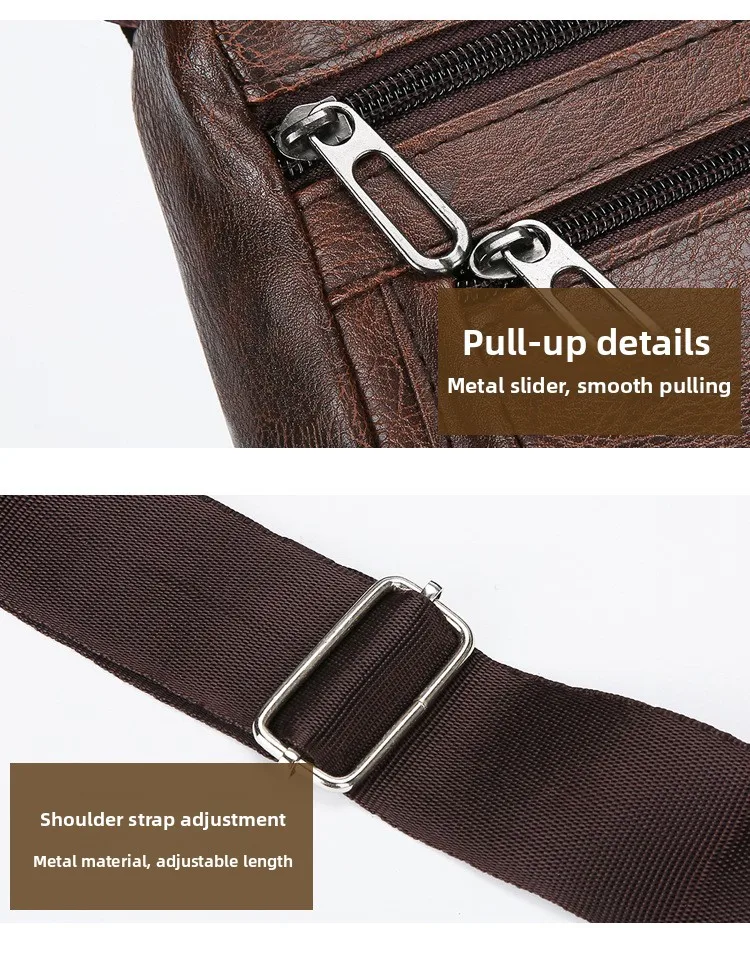 New Casual Men's Single-shoulder Bag, PU Horizontal Large-capacity Crossbody Bag, Simple Water-resistant Business Portable Bag