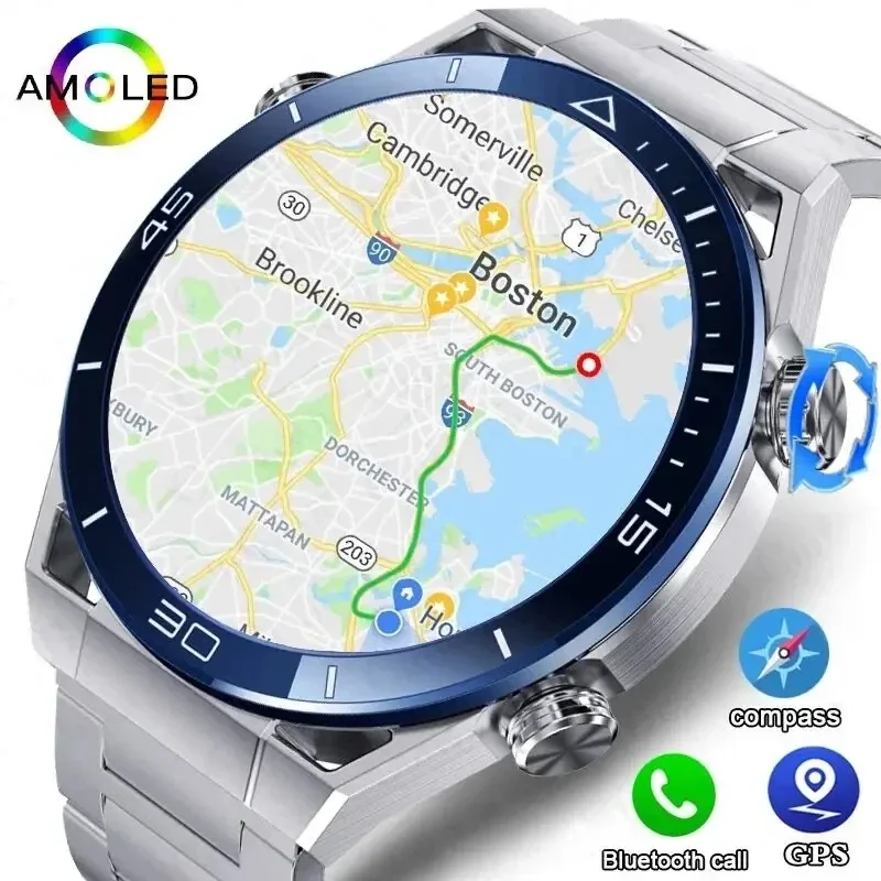 2024 New GPS Sport Track Smart Watch Men ECG+PPG Bluetooth Call Watches Outdoor Compass HD AMOLED Full Touch Screen Smartwatch