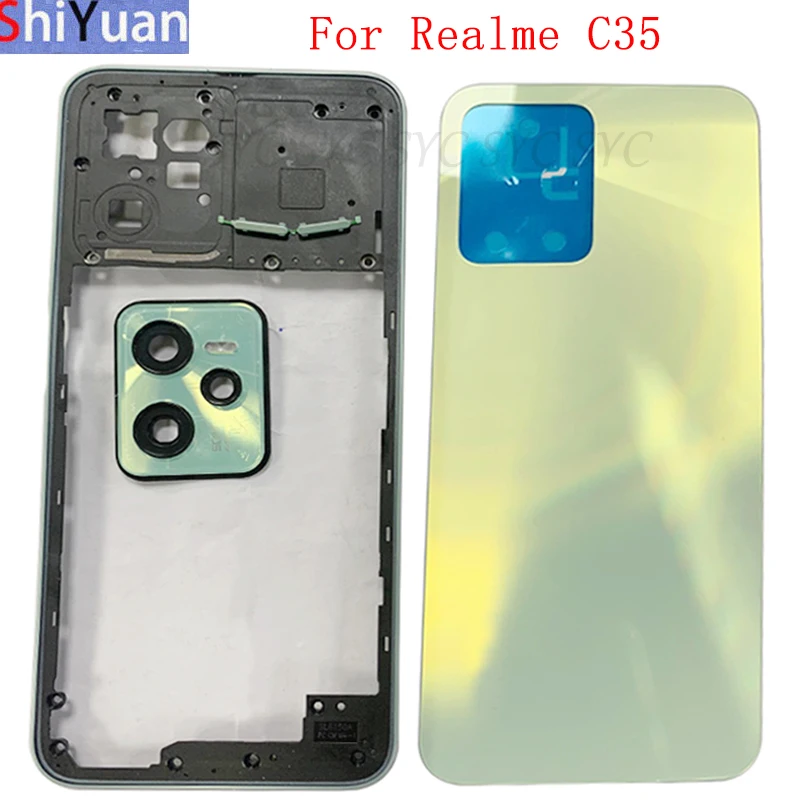 

Battery Cover Rear Door Housing For Realme C35 Back Cover with Middle Frame Camera Frame Replacement Parts