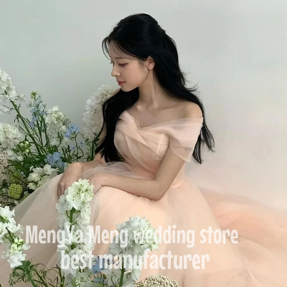

ZHUISHU Fairy Pink Off Shoulder Wedding Dress Pleat Korea Photoshoot Floor Length Birthday Party Dress Customised Evening Gown