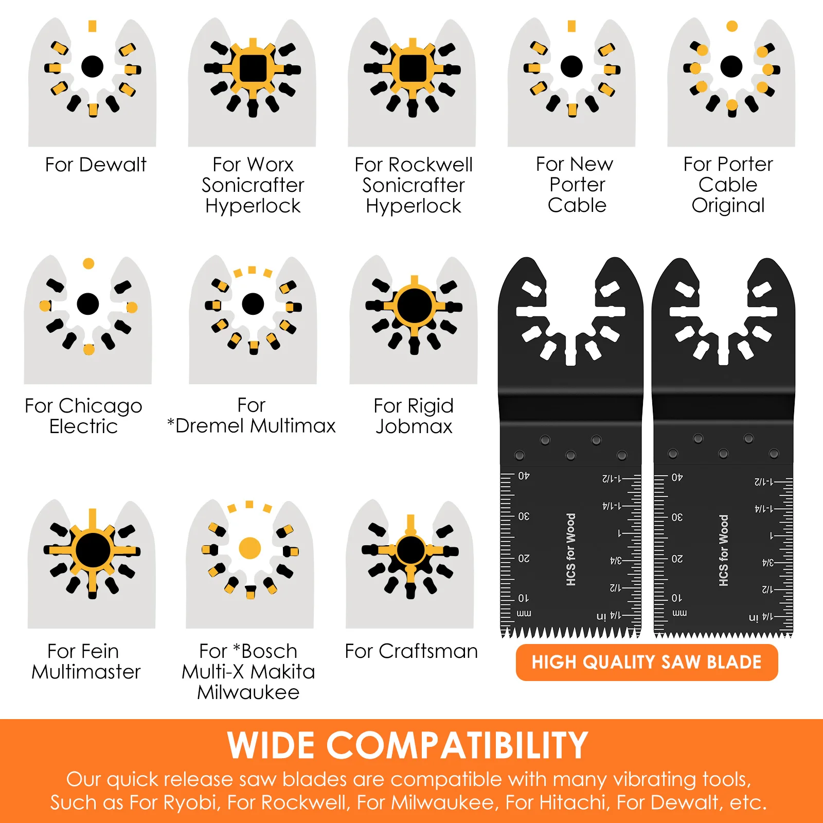 Upgrade16Pcs Multitool Oscillating Saw Blade High-Carbon Steel Oscillating Tool for Cutting Wood Metal PVC Oscillating Blade