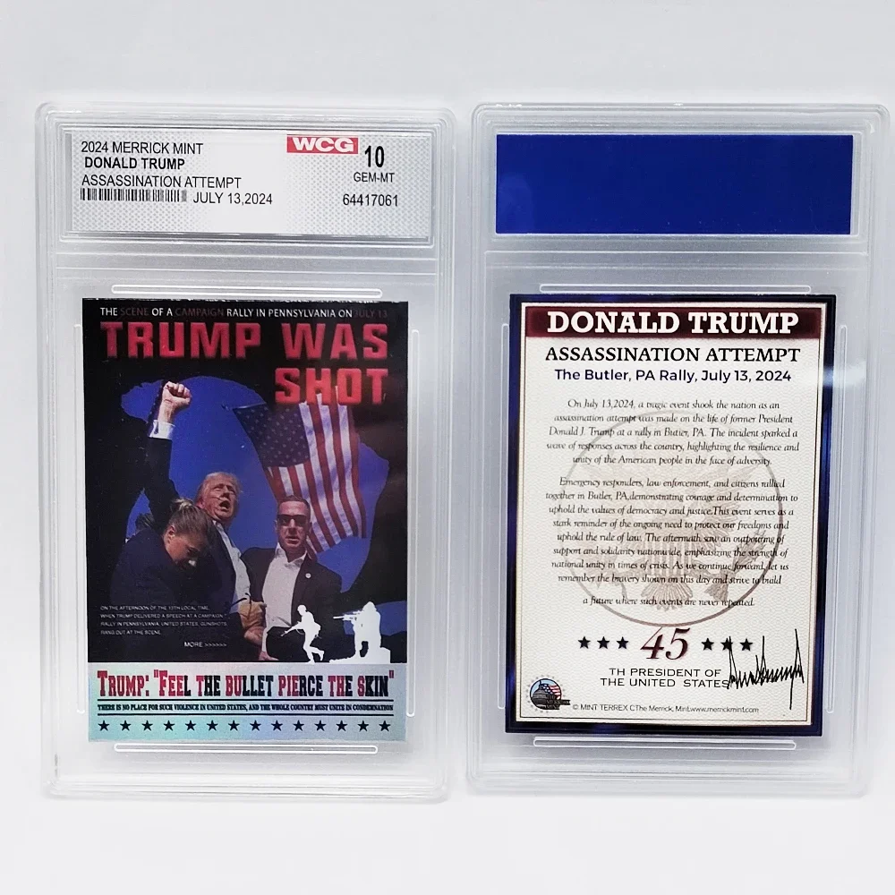 President Donald Trump dedicate card with case feel the bullet pierce the skin New Commemorate Shot Collection Card Collection