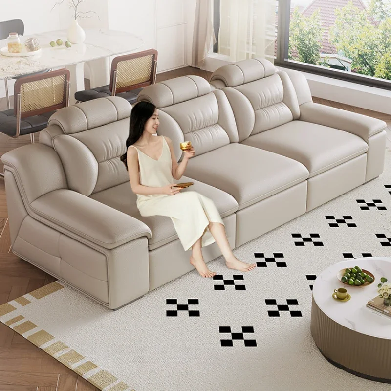 Dual Use Recliner Sofas Bed Sleep Genuine Leather Modern Folding Sofa Bed Tatami Designer Divano Soggiorno Living Room Furniture